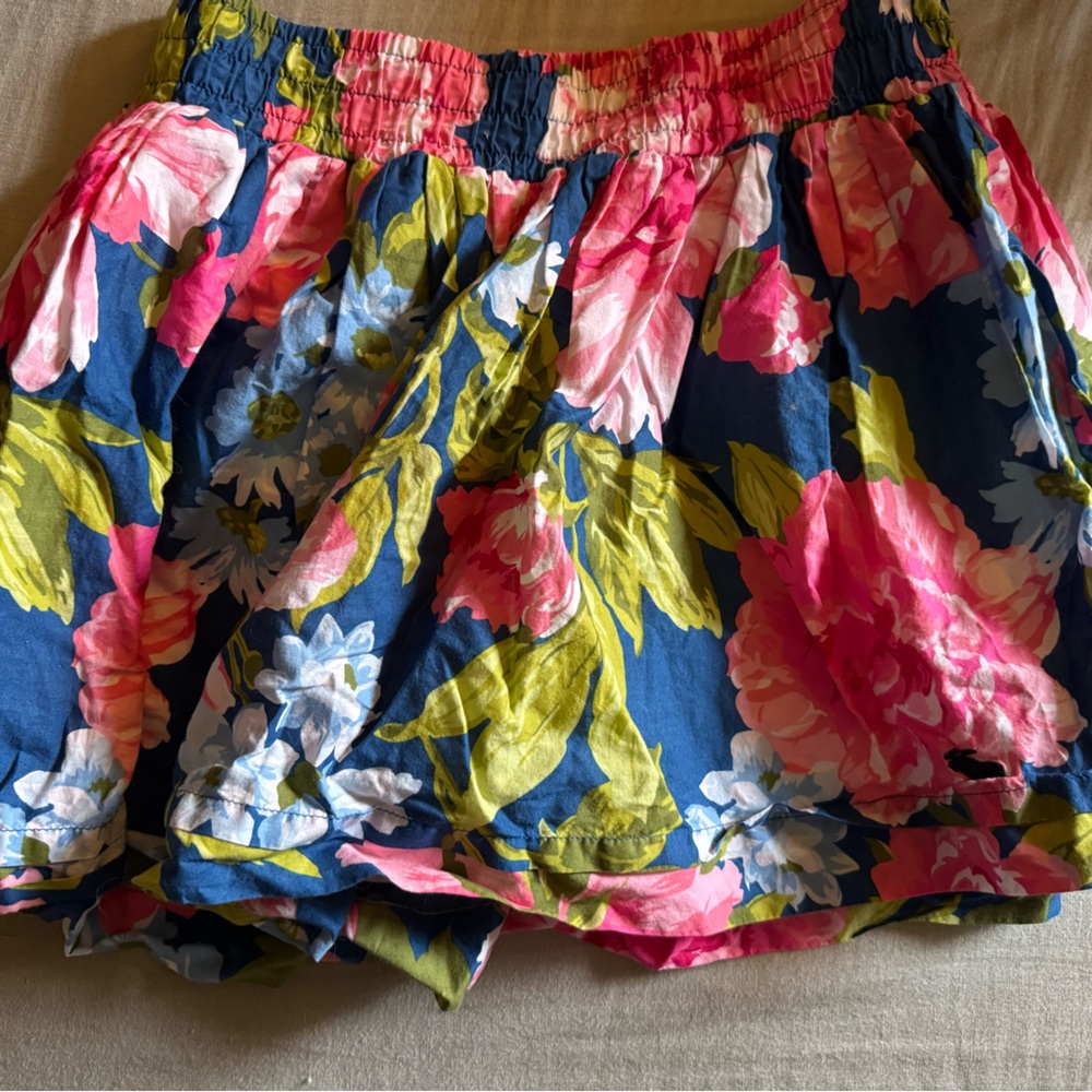 Abercrombie & Fitch Navy Floral Elastic-Waist Skirt
